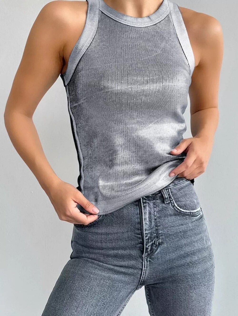 Ribbed Racerback Tank Top - Picture 2 of 13